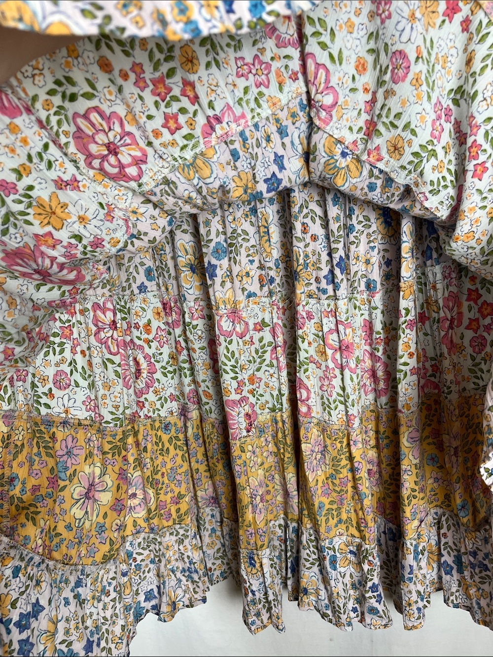 Angie Floral Patchwork Quilted Pull On Skirt - Picture 4 of 9